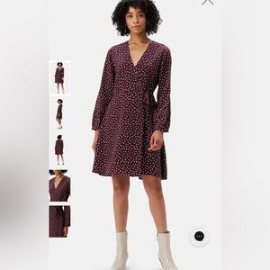 AMOUR VERT Ivy Long Sleeve Washable Silk
Dress (wine red) Doucet Dot Vineyard